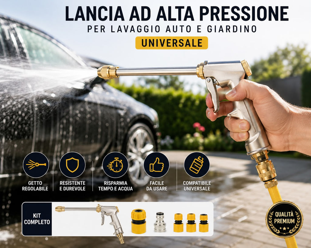 Lancia ad Alta Pressione per Lavaggio Auto e Giardino – Universale